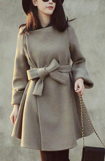 Amazon トレンチコート レディース コート かわいい リボン 大人 トレンチコート トレンチ パーティー 二次会 フォーマル Aライン 秋服 冬服 アウター 通勤 通学 デート ノーカラー コート ジャケット 通販