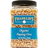 Franklin’s Gourmet Popcorn Certified USDA Organic Popcorn Kernels - 28oz. Tub - Delicious Old Fashioned Unpopped Kernels, All