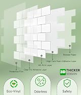 Yoillione Thicker Peel & Stick Wall Tiles 12x12 White 10 Sheets Backsplash view 6