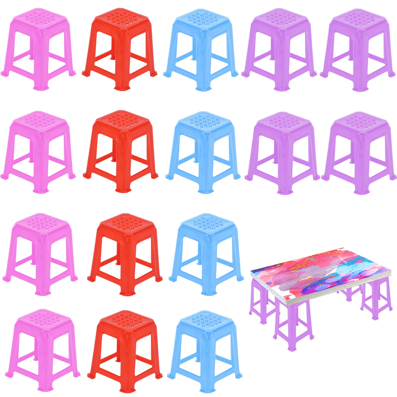 Photo 1 of 16 Pieces Paint Stand Canvas Stands for Painting - Canvas Feet Risers, Mini Non-Skip Fluid Painting Supplies, Solid Color Plastic Paint Pouring Tools (Multi-Colors)