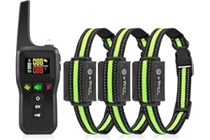PetJoy Automatic Bark Collar for 3 Dogs, Auto Bark and Training Collar Combo, Shock Collar with Remote and Auto Modes, Shock Collar with Auto Mode (Level 1-5) - Remote 3300 Ft