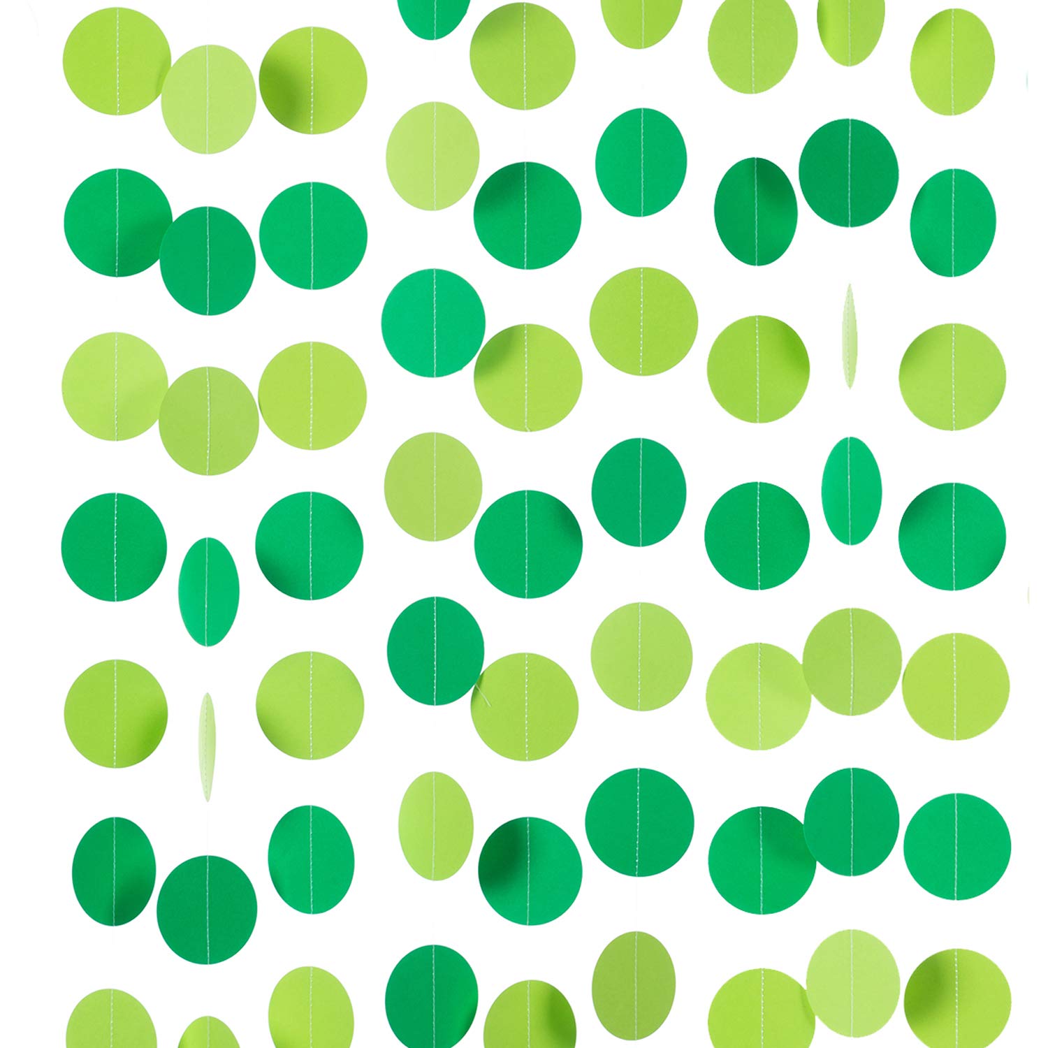 Photo 1 of **PARTIAL SET / MISSING PIECES*** WEVEN Green Paper Garland Circle Dot Party Banner Streamer Backdrop Hanging Decorations, 2.5" in Diameter, 20 Feet in Total