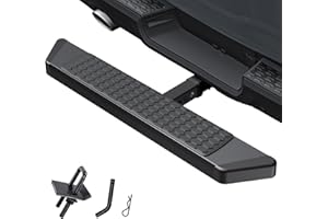 AUSUM MOTOR Tow Hitch Step for 2 inch Receiver with Pin Lock, Rear Bumper Guard Protector Textured Black & Strong Steel 300LBS Maximum Load, Anti-Slip Hitch Steps for Trailer Tow Truck Pickup SUV Pickup Van RV