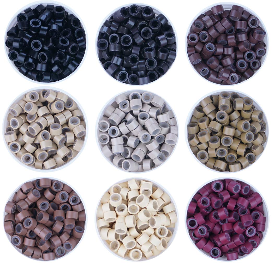 KOCONI 1000Pcs 4.5mm Micro Silicon Rings Silicone Micro Rings Lined Links Silicone Beads for 0.5g/0.7g strand I Tip Pre Bonded Human Hair Extensions For Stick Hair Extensions (4.5mm, #13 Light Blond)