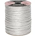 Seebery Raffia Ribbon for Crafts - Raffia Yarn Grass Twine for Gift Wrapping, DIY Decoration & More | Matte String Paper Rope for Crochet - 1/4'' Wide, 100 Yards, Silver