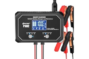 AORIKA 2-Bank 20A(10A/Bank) Car Battery Charger, 12V 24V Automatic Automotive Charger, Battery Maintainer, Trickle Charger for Car, Motorcycle, Marine, Boat, Lead-Acid, Lithium, LiFePo4 Battery