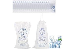 JIAYUYUARPY 20 Count 8 Lb. Drawstring Closure 11 x 18 Storage Bags with Drawstring Storage Bags for Ice Machine Cube Bags for