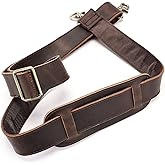 MASIWEI Genuine Leather Bag Strap Replacement Shoulder Strap Adjustable with Padded for Duffel Bag, Crossbody Bag, Laptop Bag, Briefcase, Messenger Bag,Coffee