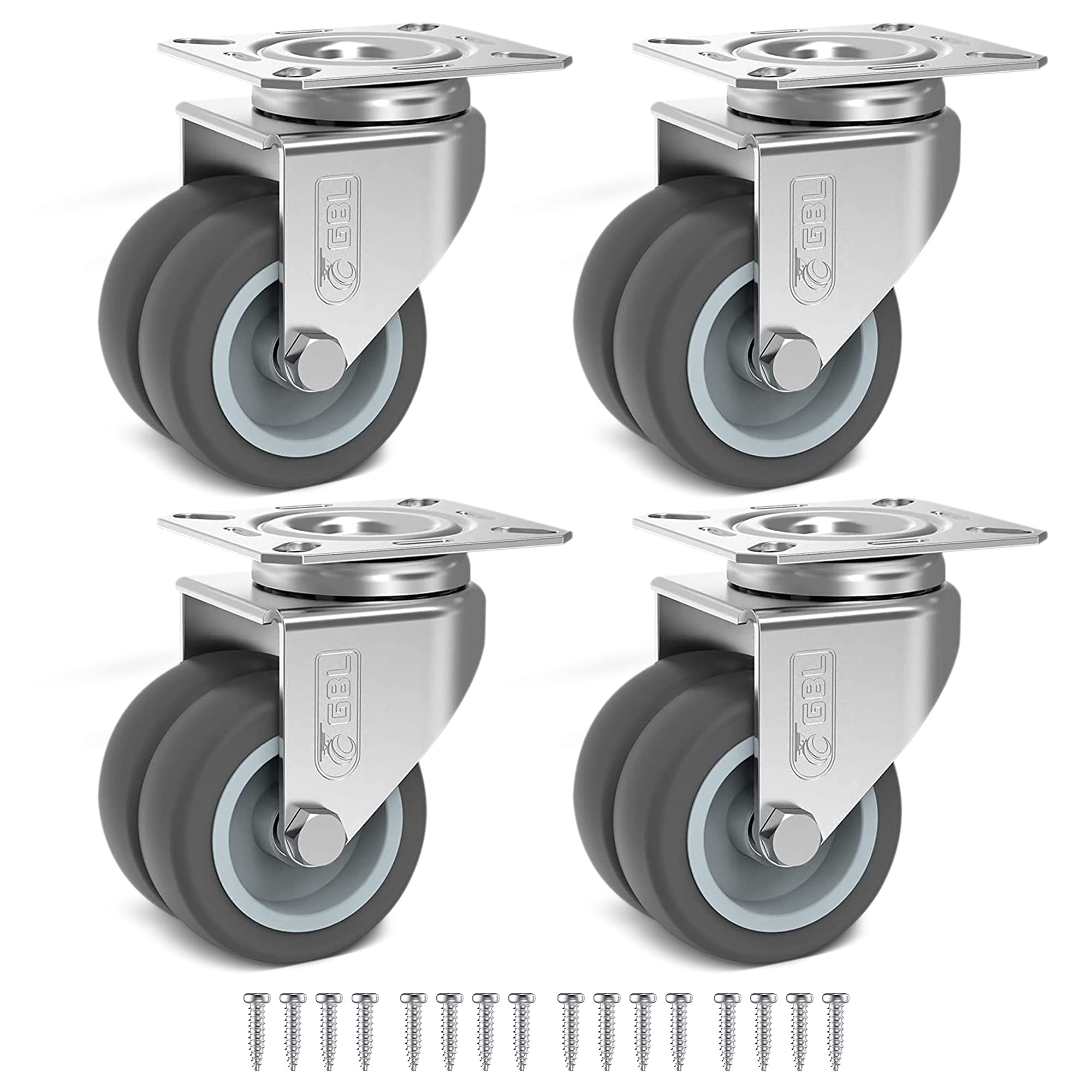 GBL Small heavy duty Caster Silver (No Brakes (880 lbs))