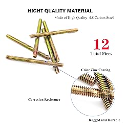 12pcs Color Zinc Fully All Threaded Rod Carbon