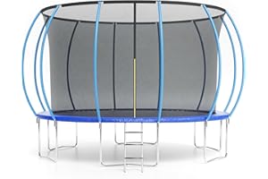 Garveetools Trampoline 10FT 12FT 14FT 16FT with Enclosure & Ladder, ASTM Approved Heavy-Duty Outdoor Recreational Trampoline for Kids Adults, 440LB Capacity​