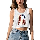 NEWKA USA Shirts for Women 4th of July Tank Tops American Flag Crop Top Patriotic Vest