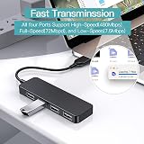 Herfair 4 Port USB 2.0 Hub Expander Splitter Ultra-Slim for PC Laptop MacBook view 2