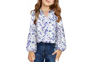 blibean Girl Flower Bell Sleeve Blouse Floral Fall Tops 4-15 Years