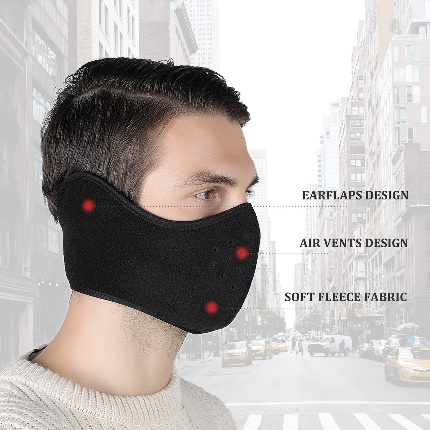 Your Choice Earflap Half Face Cover Cycling Outdoor Activity Black 2 Pack: Automotive