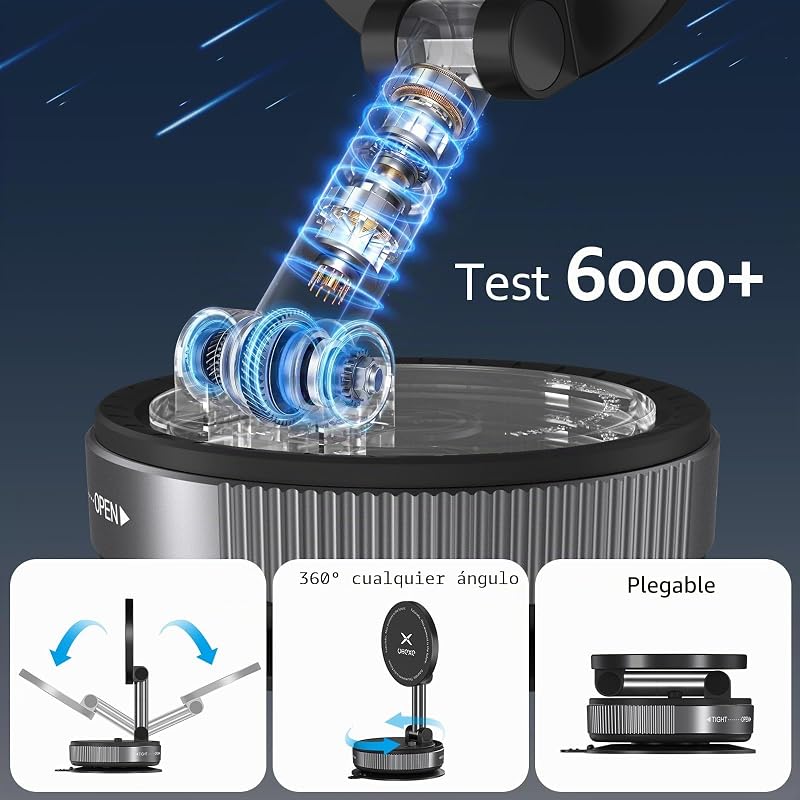 Soporte de teléfono magnético para Coche con Ventosa para Soporte Magsafe, Soporte para teléfono de Coche con Ventosa Ultra Ajustable 360° para iPhone 17 Pro MAX 16 15 14 13 12 Air Plus (Negro) — foto 4 de 8
