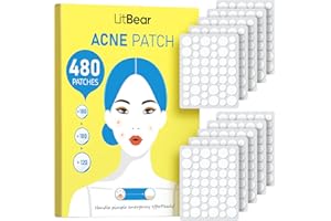 LitBear Pimple Patch Bulk, 480 Patches 3 Size Acne Patches for Face, Hydrocolloid Spot Stickers for Covering Zits, Blemishes, and Breakouts, Suitable for All Skin Types