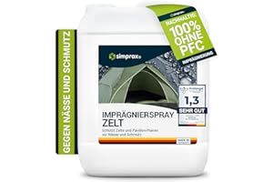 simprax® Tent Waterproofing Spray - Certified Eco-Friendly, UV-Stable & Biodegradable Waterproof Spray | Made in Germany | Waterproofing Spray Enhances Water-Repellency for Tent & Technical Textiles