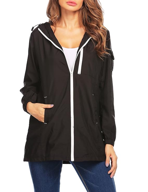 Trudge Damen Regenjacke Windjacke Regenmantel Parka Übergangsjacke Funktionsjacke Wasserdicht Windbreaker Outdoor Softshell F