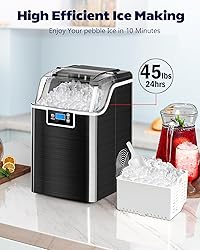 Kndko Ice Makers Countertop,45lbs/Day,Nugget Ice
