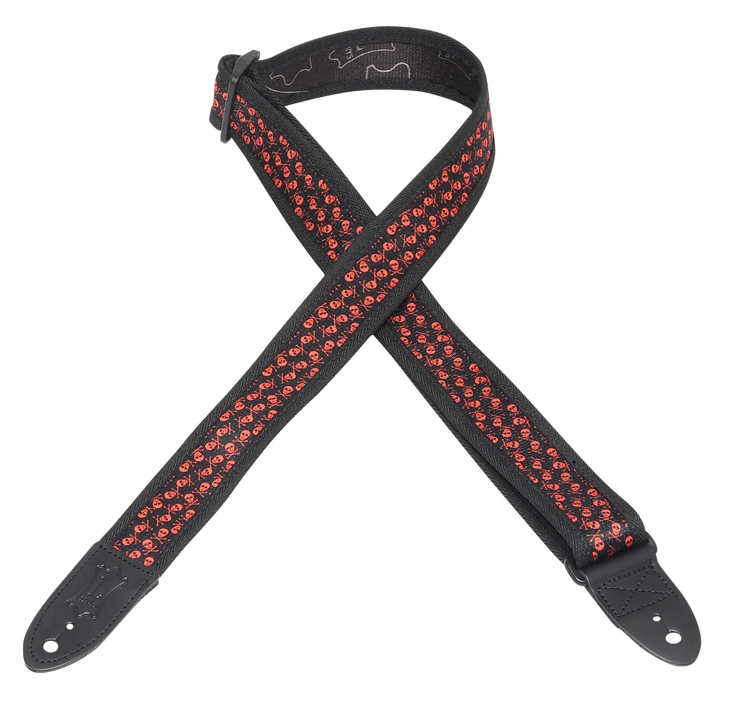 Levy's MPS1-503 1.5 inch Polyester Slimline Sonic Art Guitar Straps - Red Skull/Crossbow