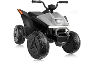 YunTopKids 24V Kids ATV, 400W Ride On ATV Car with 4 Spring Suspensions Power Wheel Ride On ATV Toddler Cars, Kids Electric Vehicle Car with Music, Led Lights, Bluetooth (Grey)