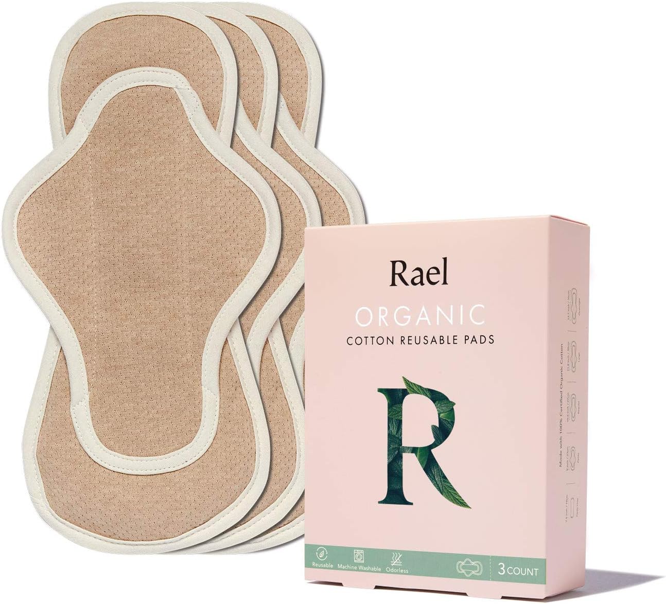 Rael Organic Reusable Cloth Pads Thin Cloth Pads, Leak