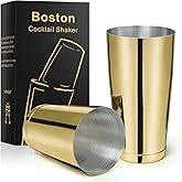 Stainless Steel Boston Shaker - 2-piece 18oz & 28oz Professional Bartender Cocktail Shaker Bartender Shaker Kit - CTSK0013 (Gold)