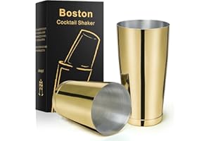 Stainless Steel Boston Shaker - 2-Piece 18oz & 28oz Professional Bartender Cocktail Shaker Bartender Shaker Kit (Gold)