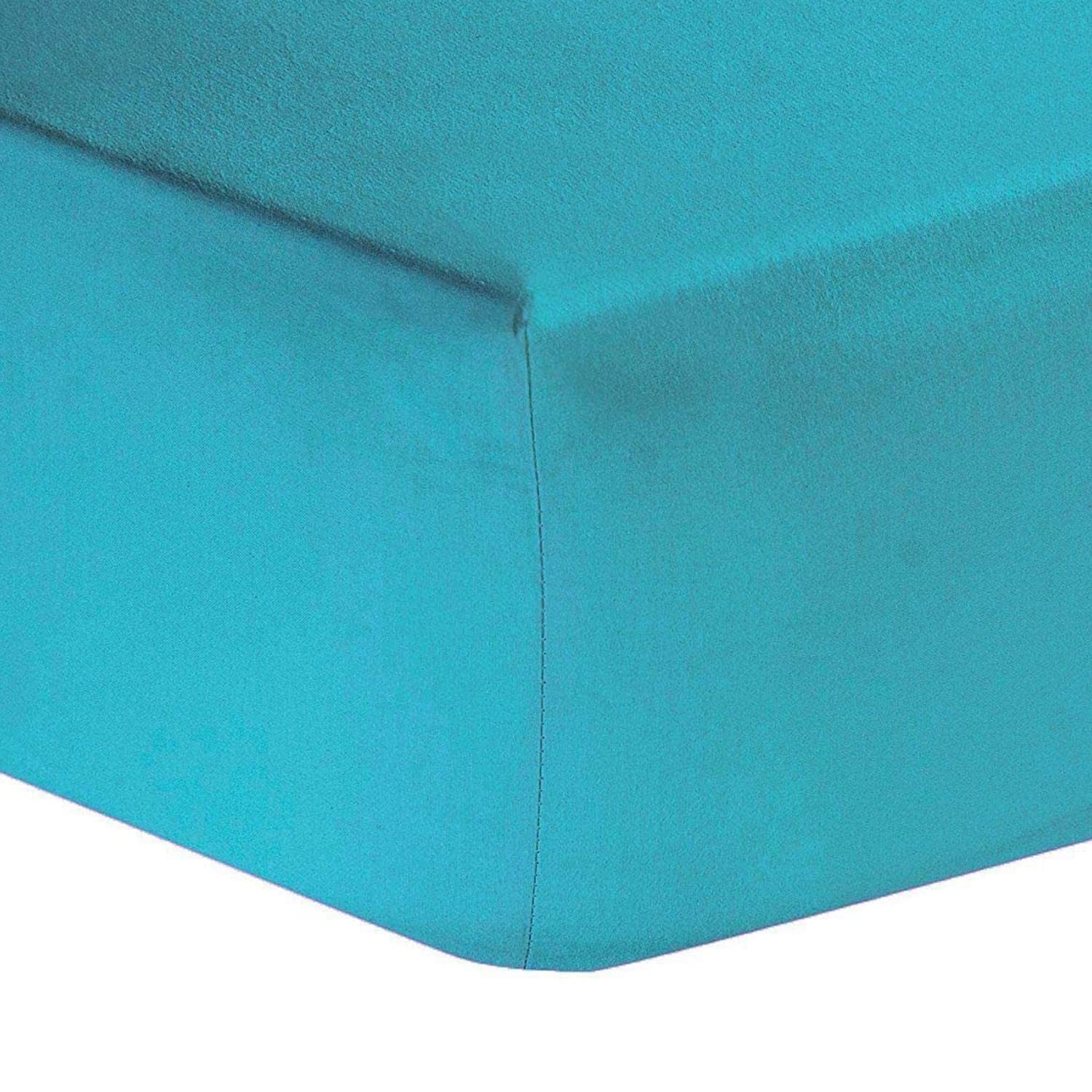 Deep Fitted Bed Sheets Easy-Care Non-Iron Percale 10'' / 25CM Fitted Sheet, 4 Ft Small Double - Teal