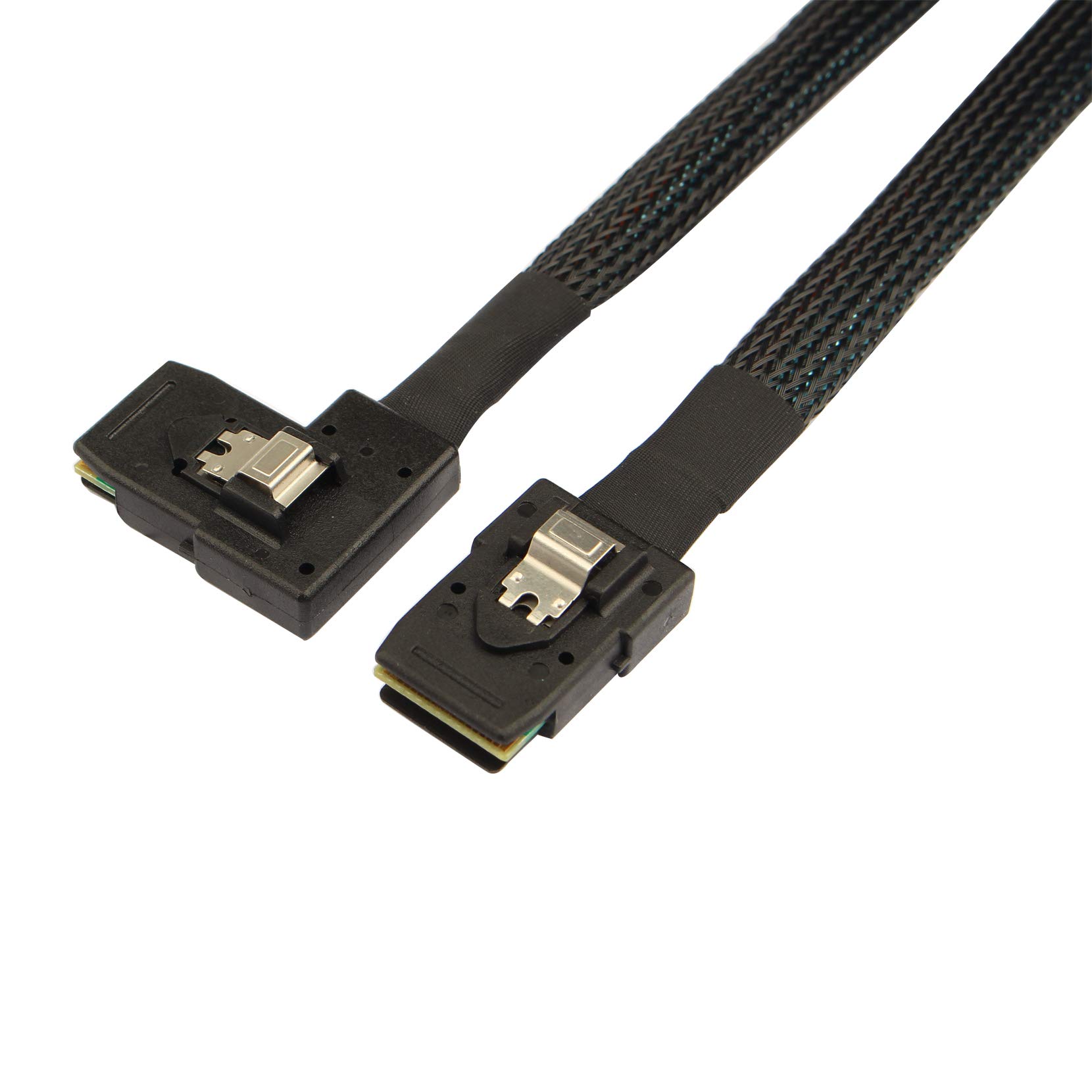 Jopto 0.8m Internal Mini SAS 36-Pin SFF-8087 to Right Angle 90 Degree SFF-8087 Cable, 80cm Flat Left Angled 90 Degree, SAS and SATA Compatible, High Speed Data Transfer