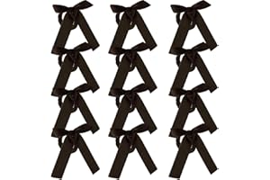 Gandeer 12 Pcs Christmas Napkin Rings Bow Velvet Napkin Holders Buckle for Wine Bottles Xmas Candlestick Holiday Birthday Party Anniversary Dinner Wedding Dining Table Decoration(Dark Brown)