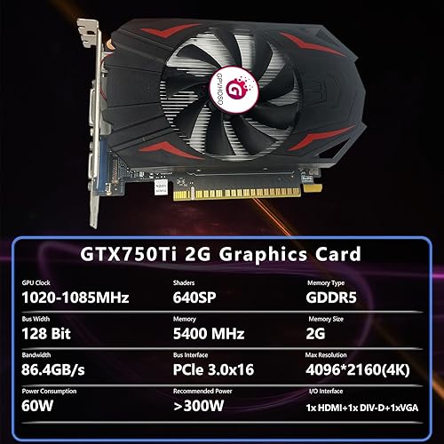 GPVHOSO GTX 750Ti Graphics Card, 2GB GDDR5 128bit Direct X12 640SP