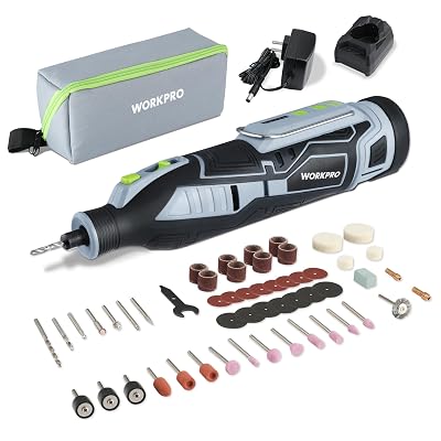 WORKPRO 12V Cordless Rotary Tool Kit, 5 Variable Speeds, Powerful Engraver, Sander, Polisher, 114 Easy Change Accessories, Craft Tool for Handmade and DIY