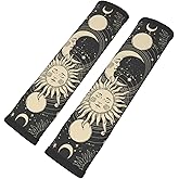 BEIANSHUO Vintage Sun Moon Stars 2PCS Car Seat Belt Cover – Super Soft Seatbelt Shoulder Protection Cushion, Comfortable Car Seat Belt Strap to Protect Your Neck and Shoulder