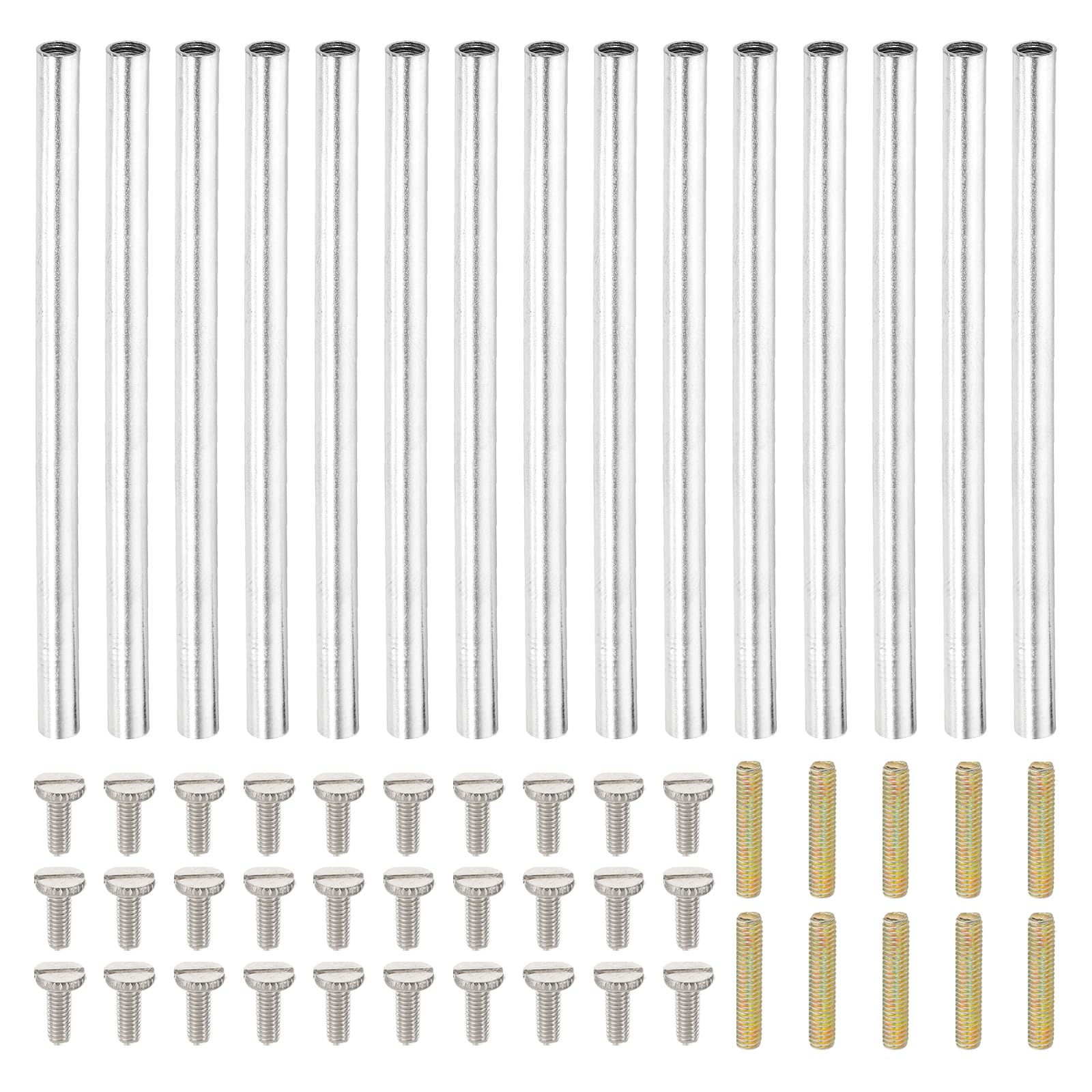 PATIKIL 80mm (3.1") Round Coupling Nuts Kit, M4 Threaded Connector Bar Hardware with Fully Thread Rod Slotted Screw for Lamp Model Furniture DIY Repair Part — image 1