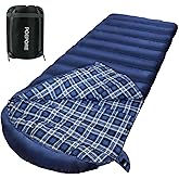 POEPORE 0 Degree Sleeping Bag 100% Cotton Flannel XXL Cold Weather Winter Oversized Sleeping Bag for Adults Camping Zero Degree Big and Tall with Compression Sack