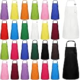 Foaincore 26 Pieces Kids Apron Set Boys Girls Aprons with Pockets Kids Kitchen Bib Aprons for Cooking Baking Painting, XL for 7-13 Age(Multi Color)