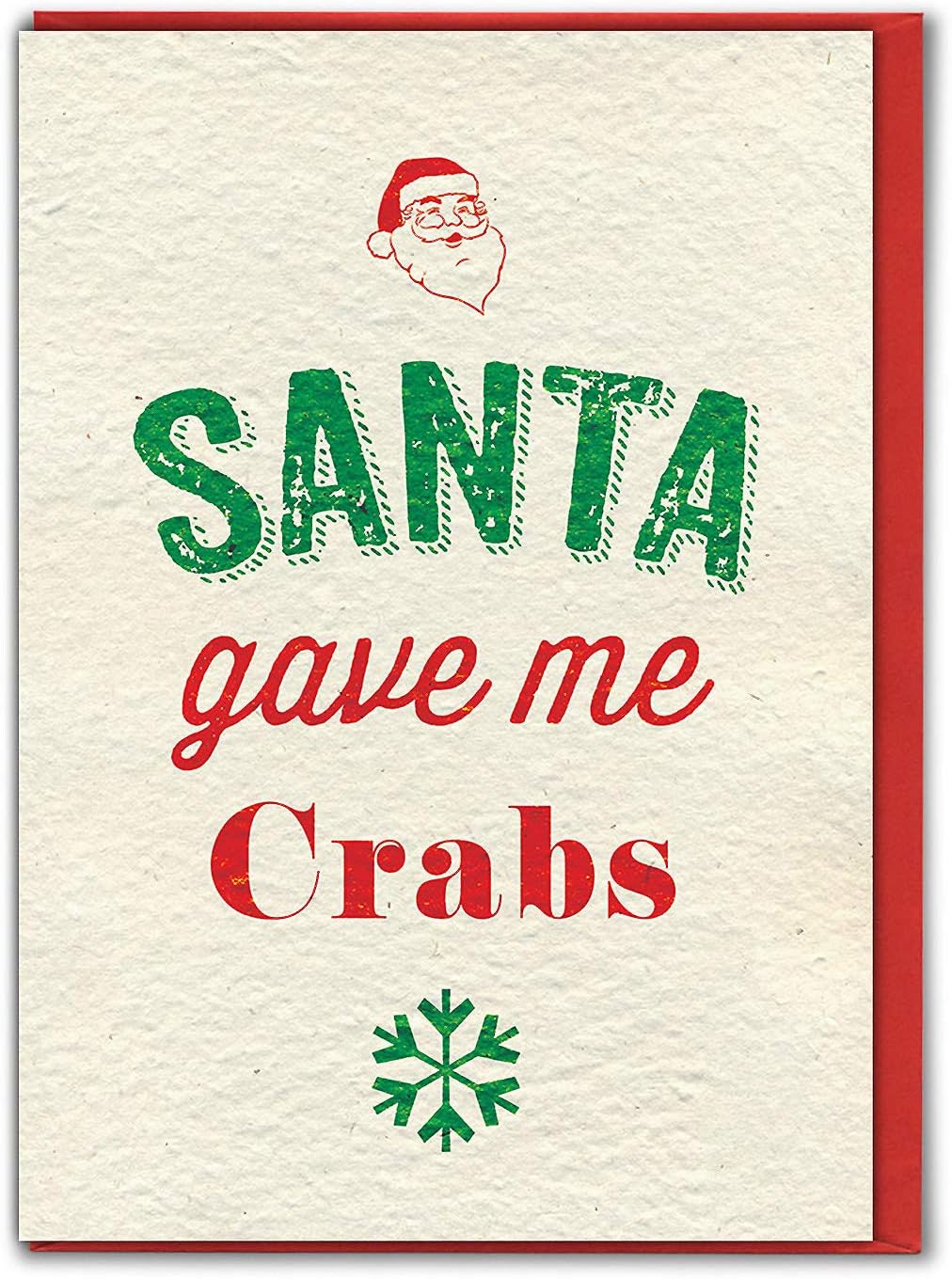 Brainbox Candy - Rude Xmas Cards For Friends - Offensive Christmas Cards For Mates - 'Santa Gave Me Crabs' - For Him And Her
