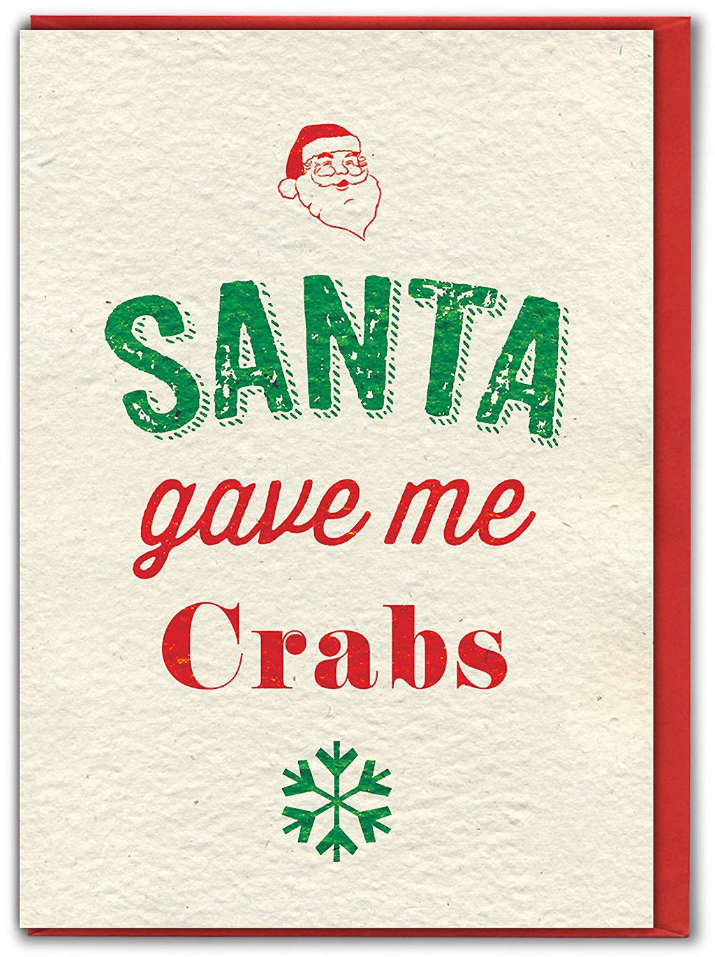 Brainbox Candy - Rude Xmas Cards For Friends - Offensive Christmas Cards For Mates - 'Santa Gave Me Crabs' - For Him And Her