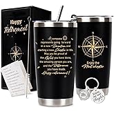 Retirement Gifts for Men 2025, 20 Oz Retired Tumbler Cup with Lid & Straw, Best Retirement Gift Set Stainless Steel Cup with Keychain & Card for Men Him Husband Teachers Boss Doctors Coworkers, Black