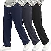 Neer 3 Pack Men's Corduroy Pants Causal Straight Leg Sweatpants Loose Drawstring Elastic Waist Baggy Lounge Pants Pockets