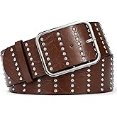 taffeta alley Chunky Dress Belt Women,Thick Wide Studded Belts for Women With Silver Buckle,Width5.5cm