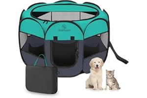 Okeycozy Portable Dog Playpen Indoor, Foldable Puppy Playpen Pop Up Pet Playpen Tents with Cover Cat Playpen Dog Kennel Indoor for Small Dog, Puppy, Kitten, Cat, Rabbit,Chicken (Green)