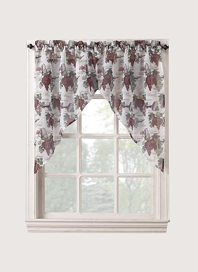 No. 918 Winecountry Kitchen Curtain Swag Valance, 54 by 38 inch, Merlot