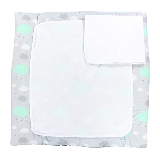 TupTam Baby Wickelauflage inkl. 2 Frotteebezüge - ANK013, Farbe: Wolken Mint, Größe: 70 x 70 cm