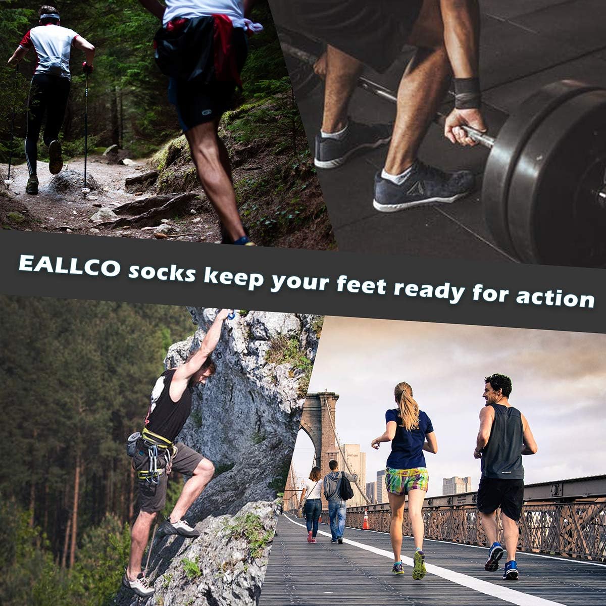 Eallco Mens Ankle Socks Low Cut Athletic Cushioned Running Tab Socks 6 Pack: Clothing