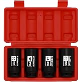 CASOMAN 1/2-Inch Drive Deep Spindle Axle Nut Impact Socket Set,12 Point Metric, CR-MO, 30,32,34,36mm, 4-Piece 1/2" Heavy Duty Impact Socket Set