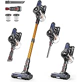 NADALY Cordless Vacuum Cleaner, 500W 40KPA Stick Vacuum with 45min Runtime, Anti-Tangle Self-Standing Vacuum Cleaners for Home, Lightweight Vacuum for Hardwood Floor/Carpet/Pet Hair, Bronzed Gold