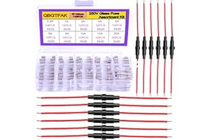 QBGTFAK 12pcs 5x20 mm Fuse Holder Inline Screw Type with 16 AWG Wire + 10 Values 110 Pcs 5x20mm Fast Blow Glass Fuses 250 V 0.2A, 1A, 2A, 3A, 5A, 6A, 8A, 10A,15A,20A,Assortment Kit